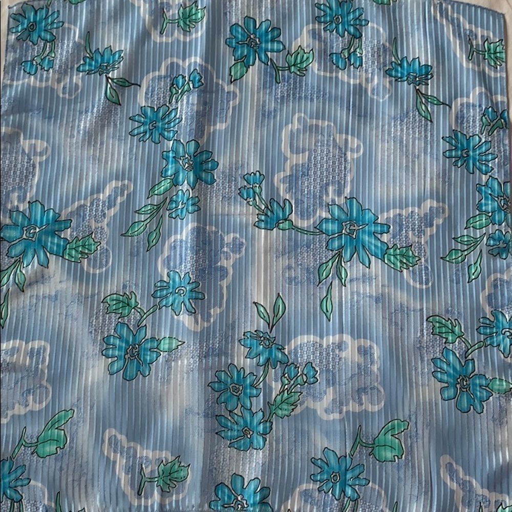 Bill Blass poly chiffon baby blue floral scarf